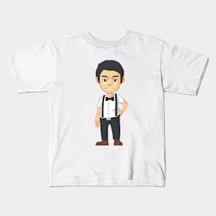 Young Man Character with Bowties Kids T-Shirt